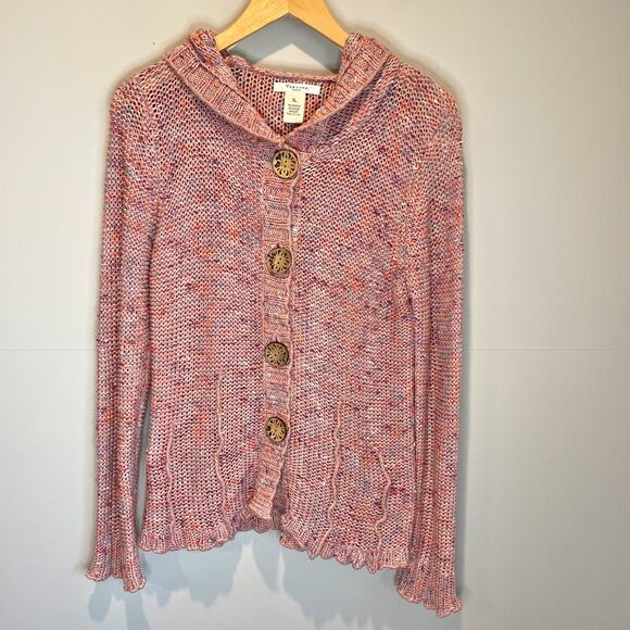 Vertigo Open Knit Hooded Cardigan Sweater - size XL - Picture 1 of 7